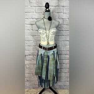Handmade deconstructed/upcycled denim hula skirt